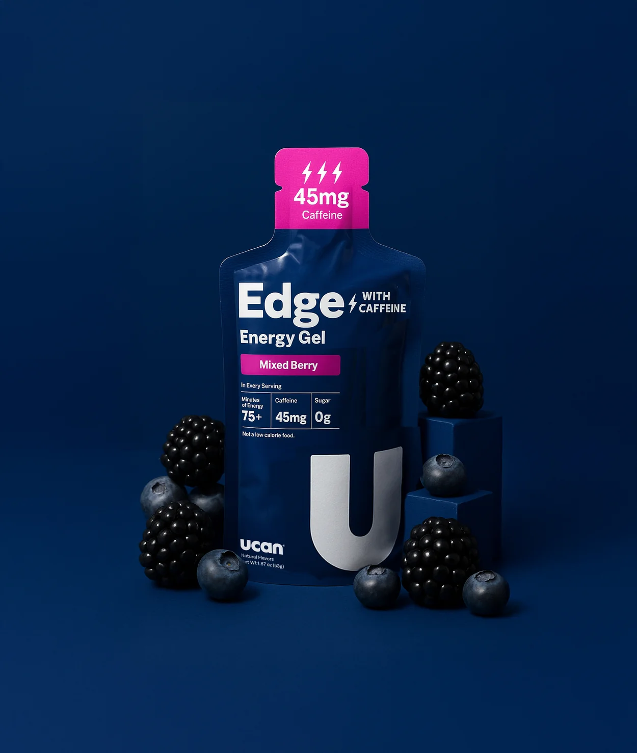 Mixed Berry Edge + Caffeine energy gel with fresh berries